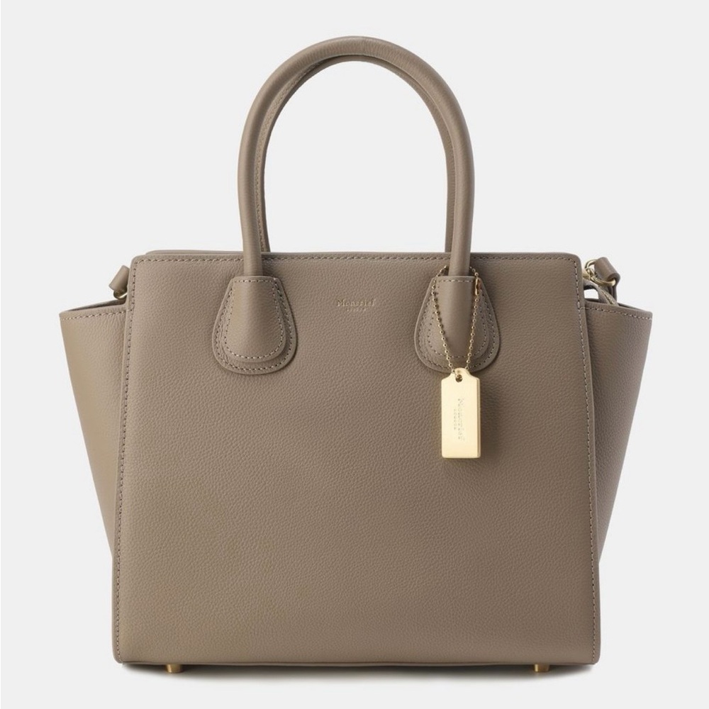 Moncrief Elegant Taupe Italian Leather Handbag, Shoulder Strap, London Designer - Picture 3 of 15